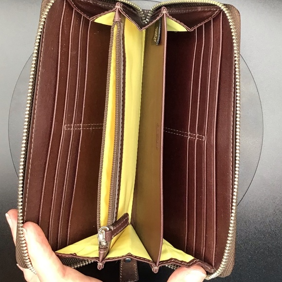 Coach Bags | Coach Heritage Signature Stripe Pvc Zip Around Accordion Wallet - Picture 6 of 11